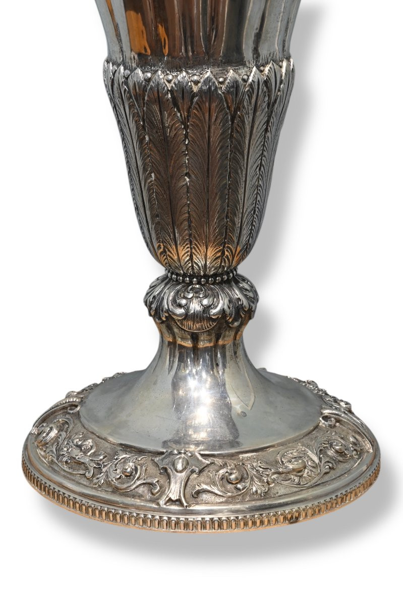 Neo-renaissance Vase In 800 Silver - Italy, Early 20th Century-photo-2